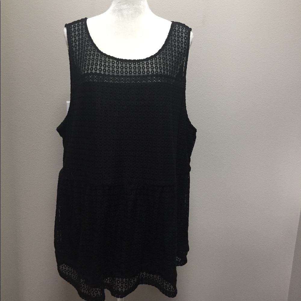 Torrid Top Blouse Black Eyelet Peplum Sleeveless